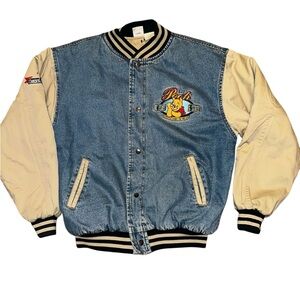 Vintage Disney Store Winnie the Pooh Unisex Denim Quilted Bomber Jacket